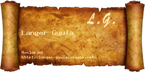 Langer Gyula névjegykártya